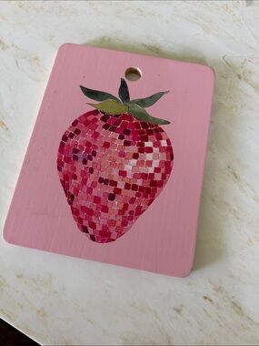Cost Plus World Market Pink Mosaic Strawberry Cutting Board